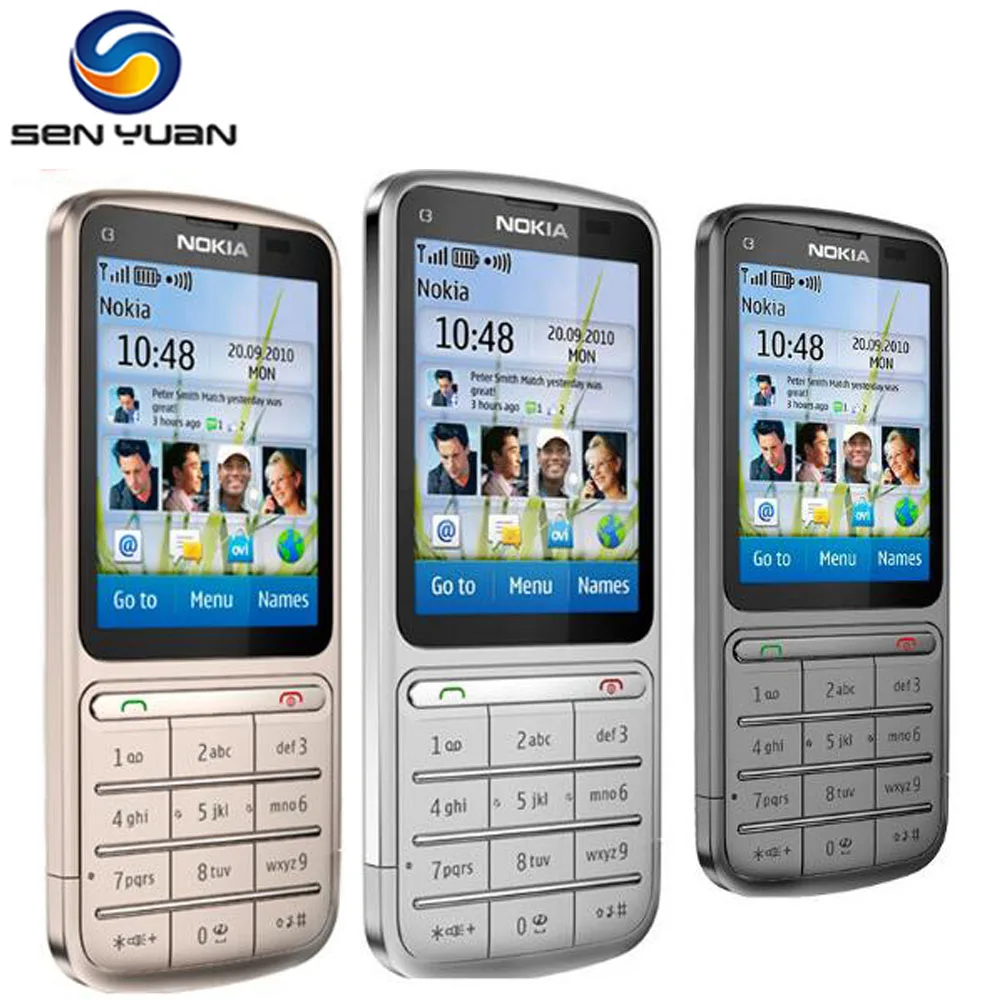 

Original Nokia C3-01 unlocked Cell Phone 3G WIFI Bluetooth 5MP 2.4" Touch Screen c3-01 phone