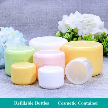 

1pc Refillable Bottles Plastic Empty Makeup Jar Pot Travel Face Cream/Lotion/Cosmetic Container 5 Colors 10/20/30/50/100/150g