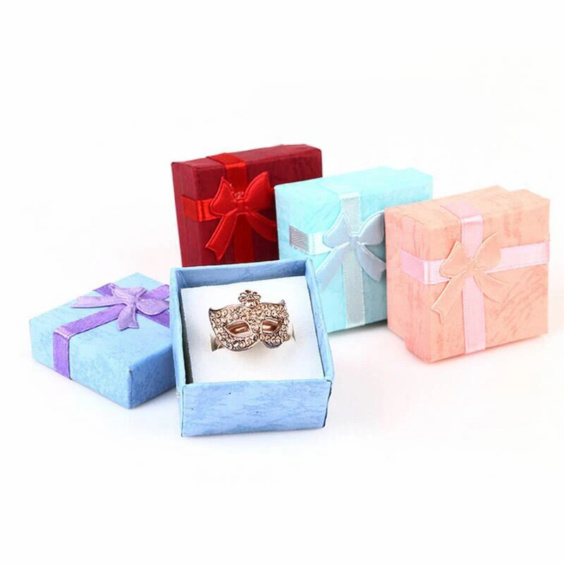 

Necklace Earrings Ring Packaging Jewelry Paper Gift Box for gift wedding party supply mulitily-color 4x4x2.6cm