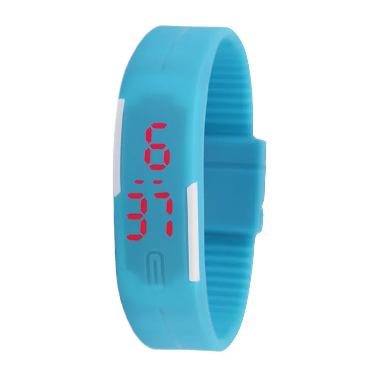 12 цветов модные женские мужские резиновые светодиодный часы Дата спортивный браслет цифровые наручные часы водонепроницаемые красочные Saat Relogio Feminino - Цвет: Light Blue
