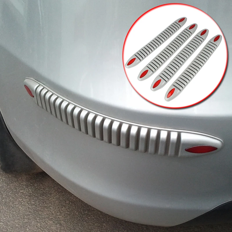 4Pcs Universal Car Body Bumper Protector Decoration Strip Bumper Guard Chrome