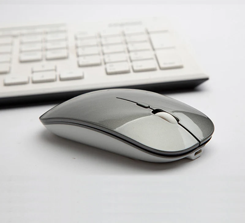 Перезаряжаемая беспроводная мышь Do Dower с кнопкой USB, оптическая ультратонкая мини-мышь с зарядным кабелем для компьютера и ноутбука - Цвет: Classic Grey