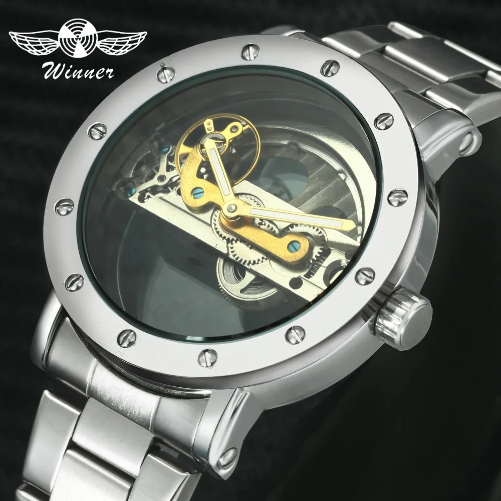 الرجال الأزياء خمر الميكانيكية المعصم الساعات الصلب Watchband الذكور التلقائي شفافة الذهبي جسر أعلى العلامة التجارية الفاخرة الرجال الأزياء خمر الميكانيكية المعصم الساعات الصلب Watchband الذكور التلقائي شفافة الذهبي جسر أعلى العلامة التجارية الفاخرة