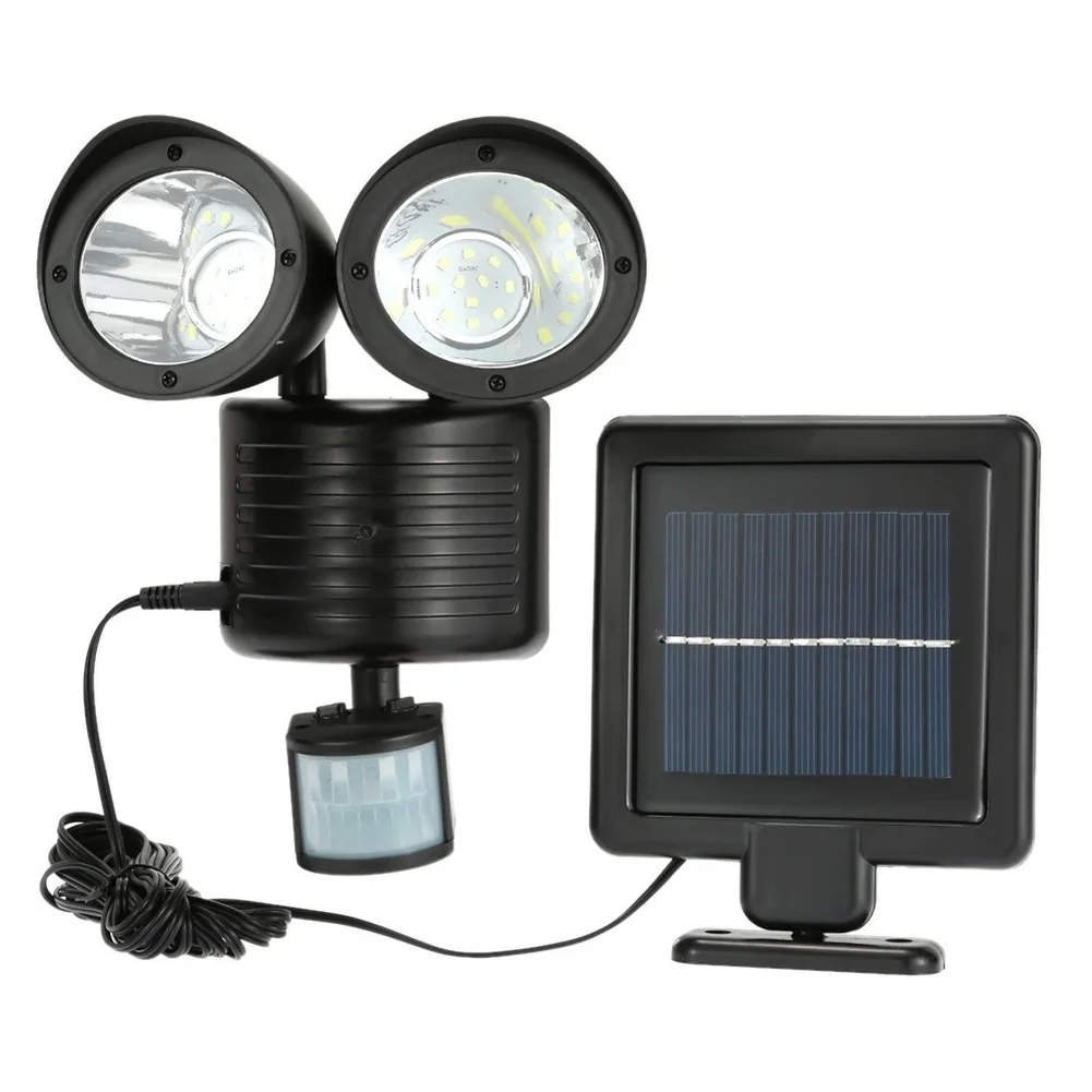 

Newest Solar Lights Outdoor 22 LED Wall Mounted Motion Sensor Light Double Heads Adjustable Path Lamp