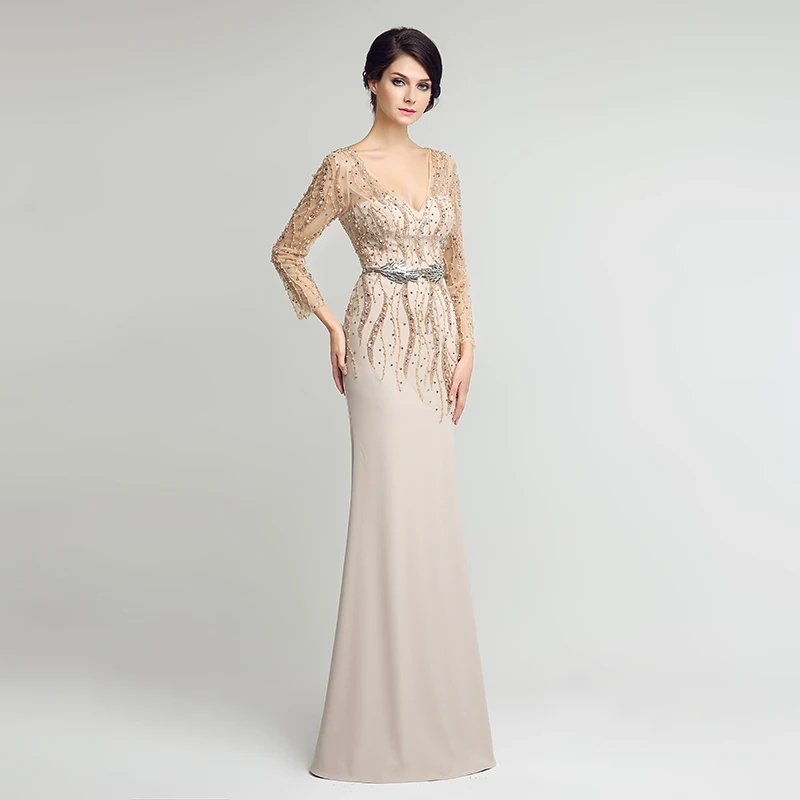 Роскошные платья для матери невесты с бусинами и жемчужинами,, элегантные длинные женские шифоновые вечерние платья LX277