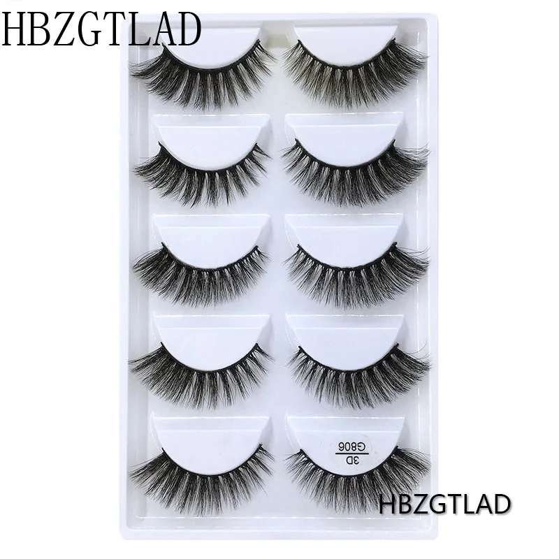 

2018 NEW 5 pairs 100% Real Mink Eyelashes 3D Natural False Eyelashes 3d Mink Lashes Soft Eyelash Extension Makeup Kit Cilios 806