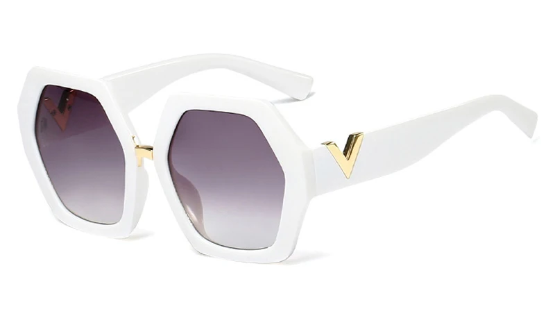 Peekaboo белые шестиугольные солнцезащитные очки для женщин большой полигон Летняя мода солнцезащитные очки для женщин негабаритных черный uv400 - Цвет линз: white frame