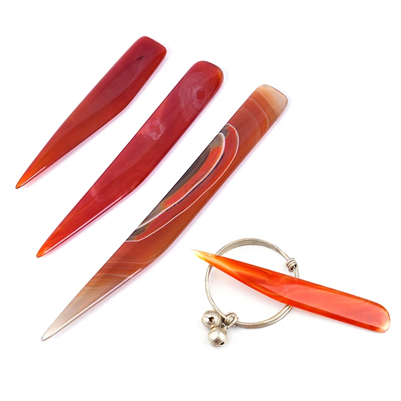 

New Hot Sale Natural Agate Burnisher Polishing Knife Edge Craft Hand Jewelry Making Tools
