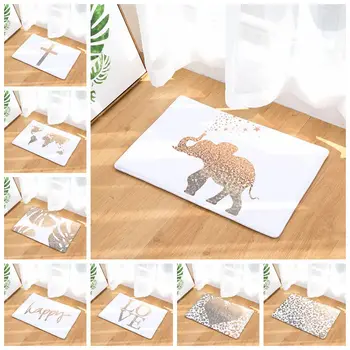 

Golden Geometric Animal Door Mat Welcome Home Entrance Door Carpets Anti Slip Commercial Mats