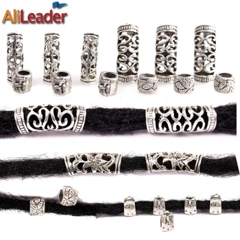 

Alileader 10Pcs/Lot Silvery Dreadlock Beads Different 4 Style 7Mm And 5Mm Hole Braid Cuffs Clip Beads Unadjustable Hair Rings