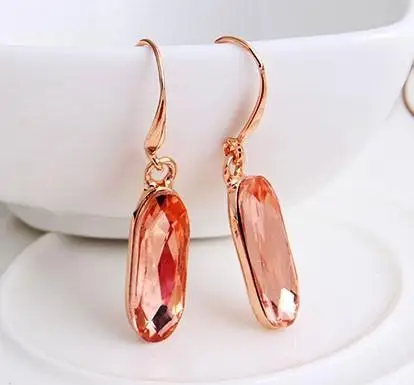 

Fashion Austrian Champagne Crystal Brand Wedding Rose plated gold Oval Earring Jewellery ABC