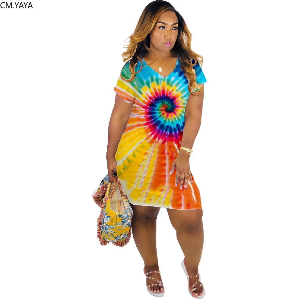 

2019 women tie dye black hole colorful print v-neck knee length midi dress sexy night party bodycon vestidos dresses GLDN8284
