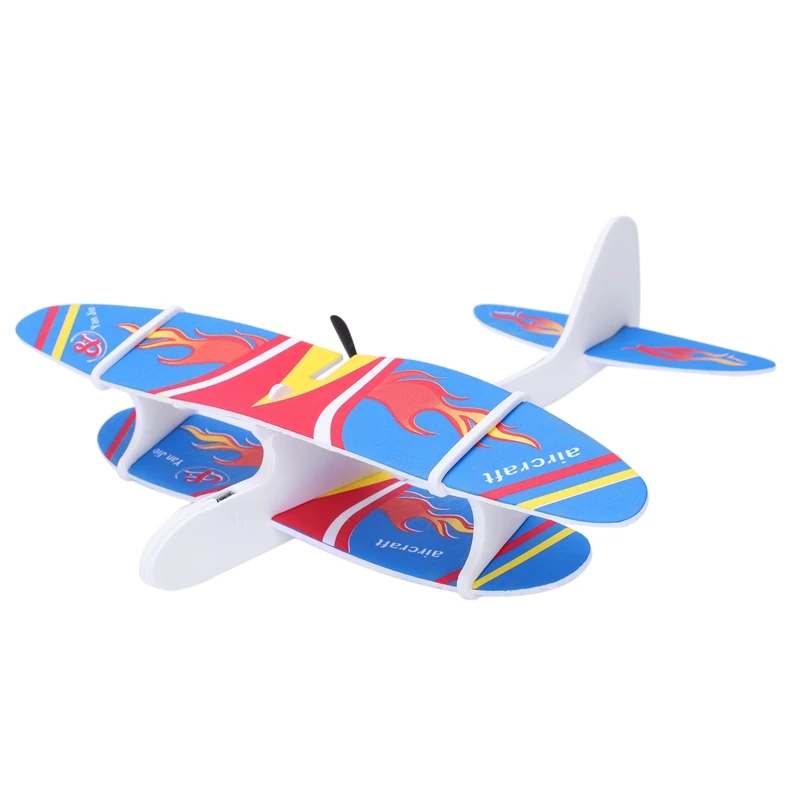 

Diy Biplane Glider Foam Powered Flying Plane Rechargeable Electric Aircraft Model Science Educational Toys For Children - Blue