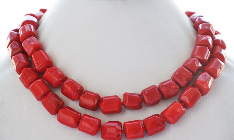 

Jew2877 natural 34" 13x15mm massive red coral bead NECKLACE