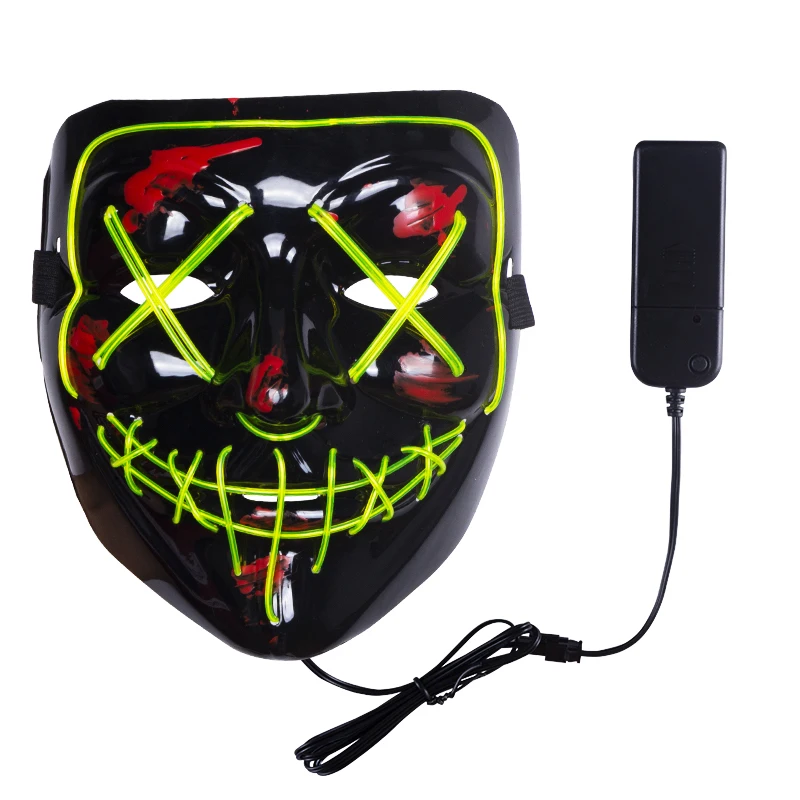 Маска на Хэллоуин Светодиодный светильник пластиковые маски очистка Забавные Маски фестиваль светятся в темноте