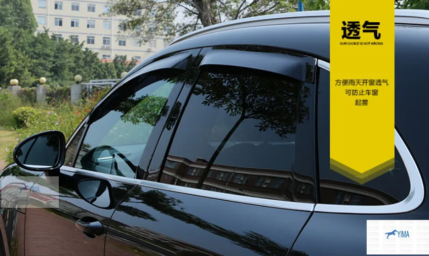 

High Quality ! Window Visors Awnings Wind Rain Shield Deflector Visor Guard Vent 4 pcs For Porsche Macan 2014 2015