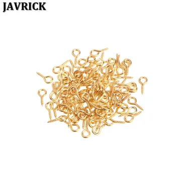 

JAVRICK 100 Pcs DIY Fashion Jewelry Accessory Screw Claw Golden Accessories Mini Eye Pins Bolt Bail Pendant Making parts