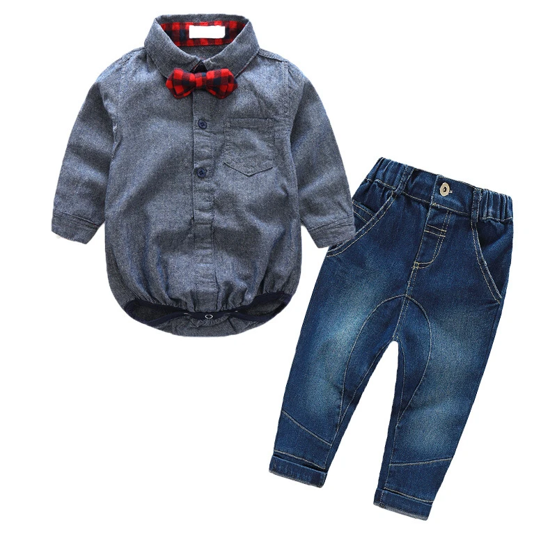 Costume Pour Bebe Garcon Ensemble Deux Pieces Style Europeen Body A Manches Longues Et Jean Pour Enfant De 0 A 2 Ans Vente En Gros Aliexpress