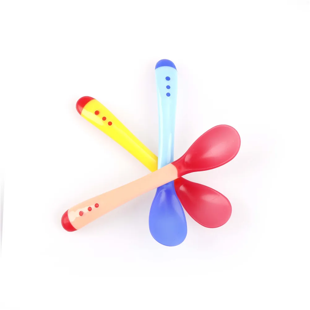 1Xsafety temperature sense baby silicon soft spoon kid children feeding spoon/_ne