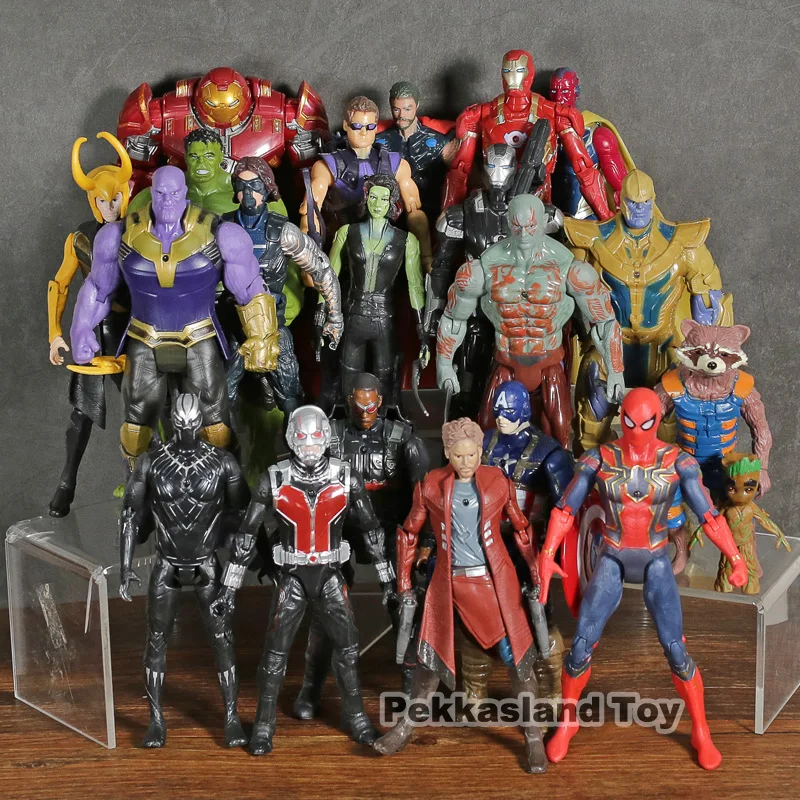 

21Pcs/Set Superhero Captain Marvel Avengers Iron Man Hulkbuster Thanos Spider Man Captain America Action Figure Toys