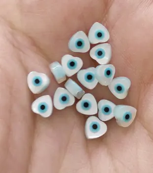 

12pcs 6-12mm Genuine MOP Shell mother of pearl Turquoise blue evil eyes black White Blue beads