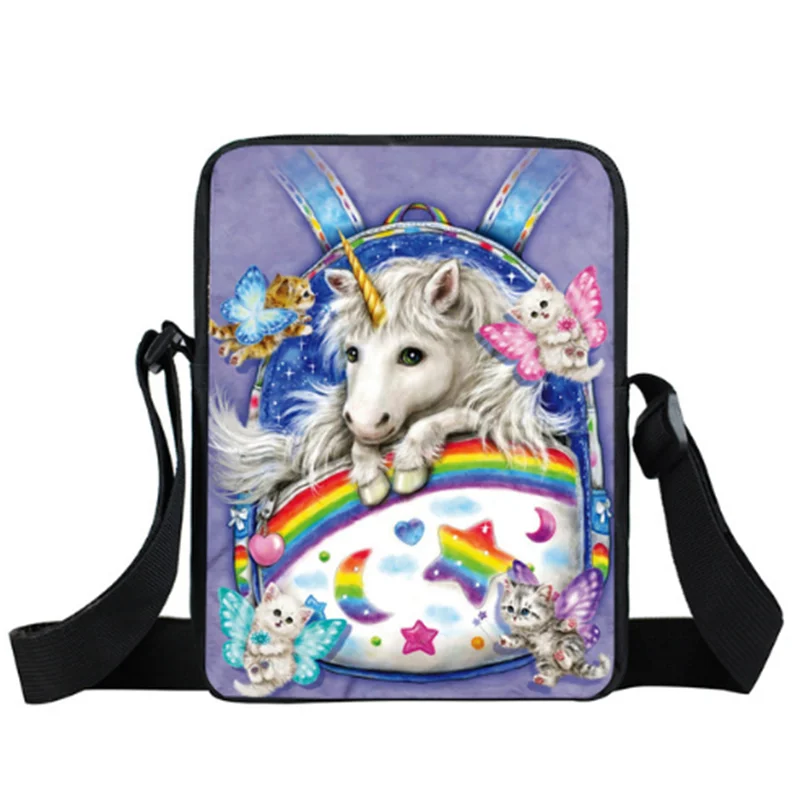 

Cartoon Unicorn Mini Messenger Bag Kawaii Rainbow Horse Girls Ladies Handbag Boys Book Bags Kids Shopping Travel Portable Bags