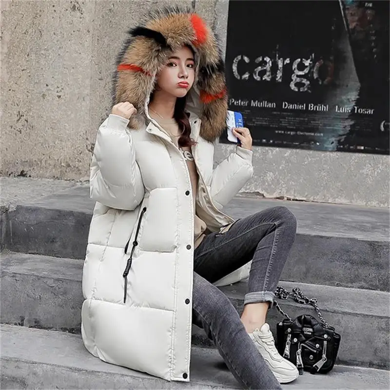 

New 2018 Big Fur Collar Winter Jacket Women Parka Cotton Warm Down Parkas Hooded Coat Woman Clothes Plus Size chamarras de mujer