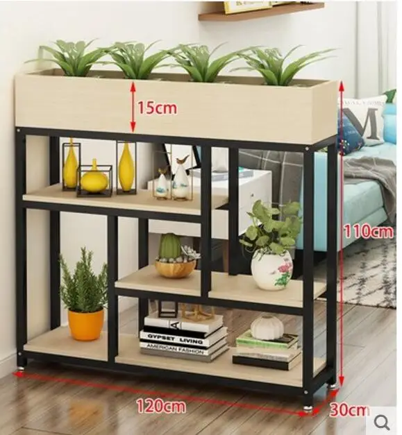 Showcasing indoor living room shelf solid wood bookshelf wrought iron floor-to-ceiling screen partition display shelf partition
