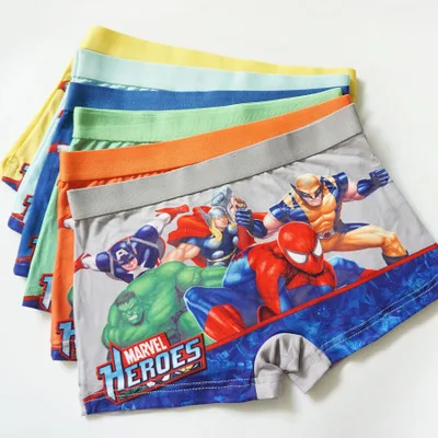 Random 1 piece Marvel/хлопковое нижнее белье для мальчиков, кино, комикс, трусы-боксеры, Детские хлопковые трусы с супергероями, человеком-пауком, мужские трусы - Цвет: Random 1 piece
