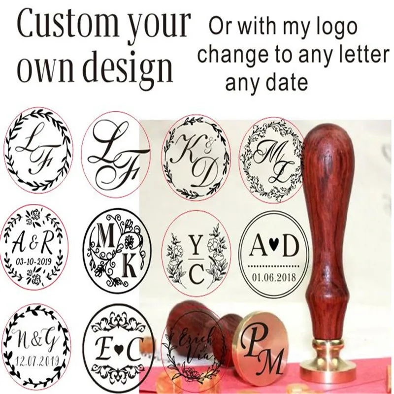 

customize your logo Personalized image custom weeding Invitation initials and date Letter for Wax Seal stamp sealing wax sealing