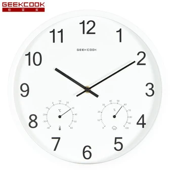 

Metal Silent Sweeping Wall Clock Ticking Guess Women Thermometer Watch Mechanism Living Room Relogio Parede Home Decor WZH440