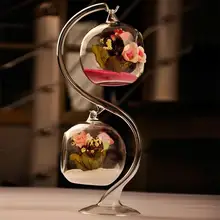 Стеклянный круглый с 1 отверстием цветок ваза для свешивающихся растений домашний офисный, Свадебный декор