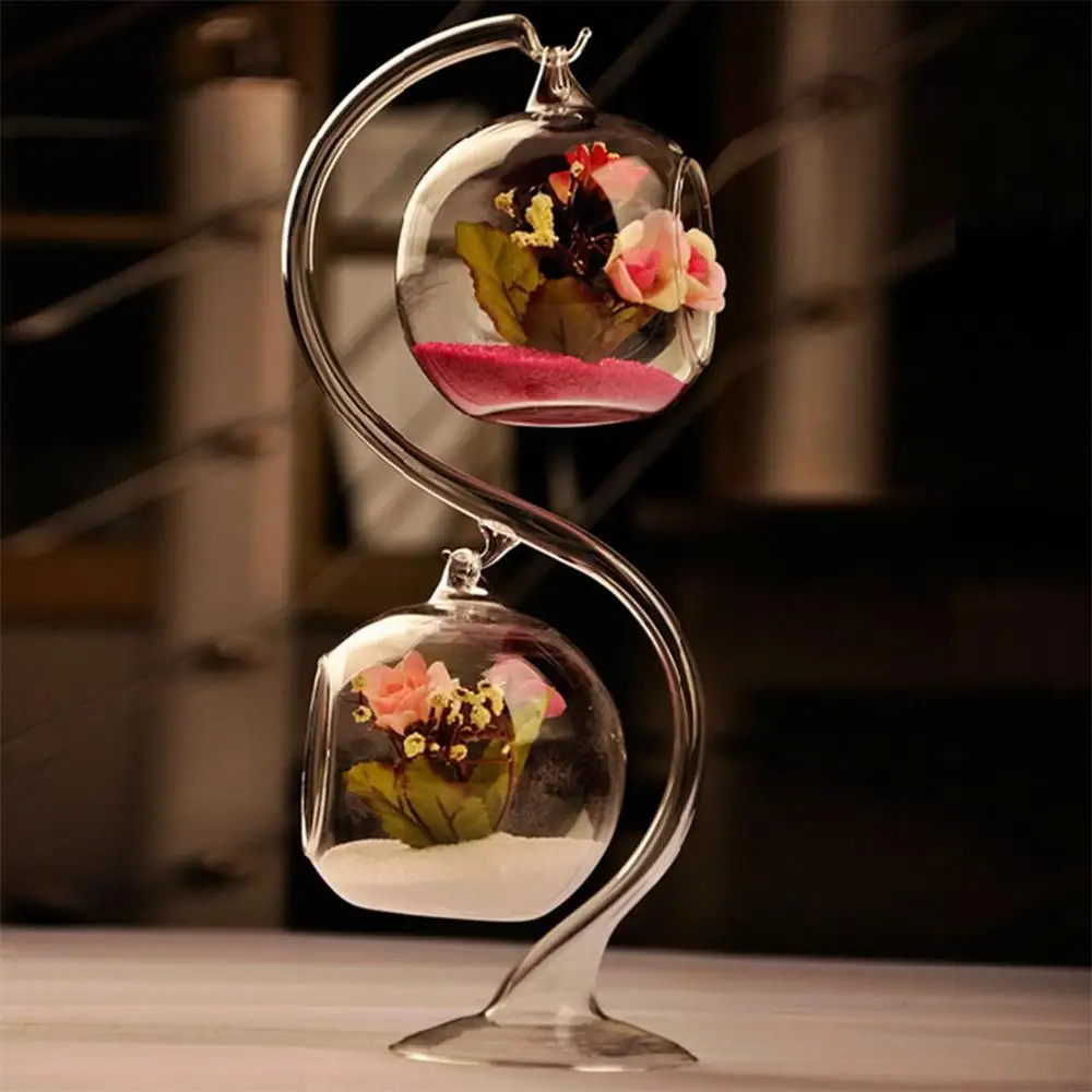 

New Glass Round with 1 Hole Flower Plant Hanging Vase Home Office Wedding Decor