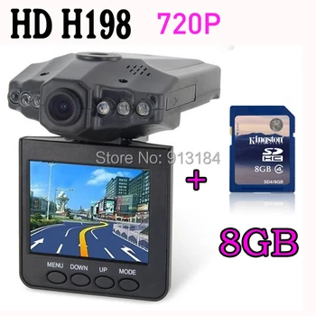 

XYCING H198 Car DVR with 2.5 Inch 270 Degree Rotated Screen 6 IR LED Vehicle Black Box Camera + 8GB Memory Card