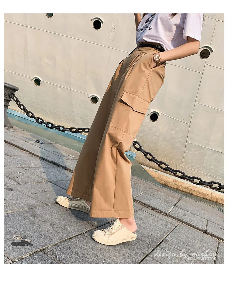 Mishow, летняя новая коллекция, одноцветные мешковатые штаны с карманами и высокой талией, широкие брюки-карго, длинные штаны MX19B2539