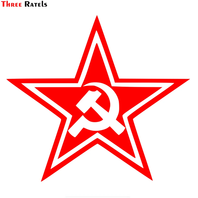 

Three Ratels TZ-1126 15*16.6cm 1-4 pieces car sticker sickle and hammer red star funny car stickers auto decals