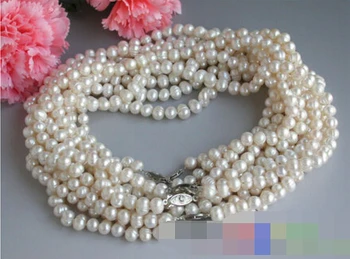 

02712 10Pcs round white Freshwater cultured pearl necklace
