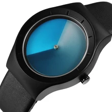 Часы мужские женские креативные водонепроницаемые кварцевые часы вихревой синий градиентный Циферблат без рук кожаный ремешок студенческие модные часы