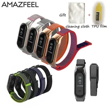 Amazfeel 10 цветов mi Band 3 ремешок металлический для оригинальной Xiaomi mi Band 3 нейлоновый браслет mi Band 3 браслеты заменить ремешок