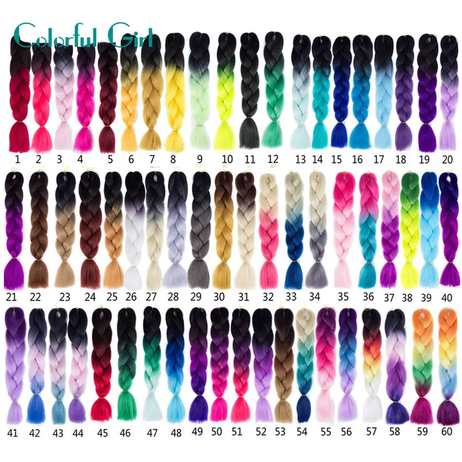 ombre kanekalon braiding hair 24inch crochet box braids kanekalon jumbo braid color chart