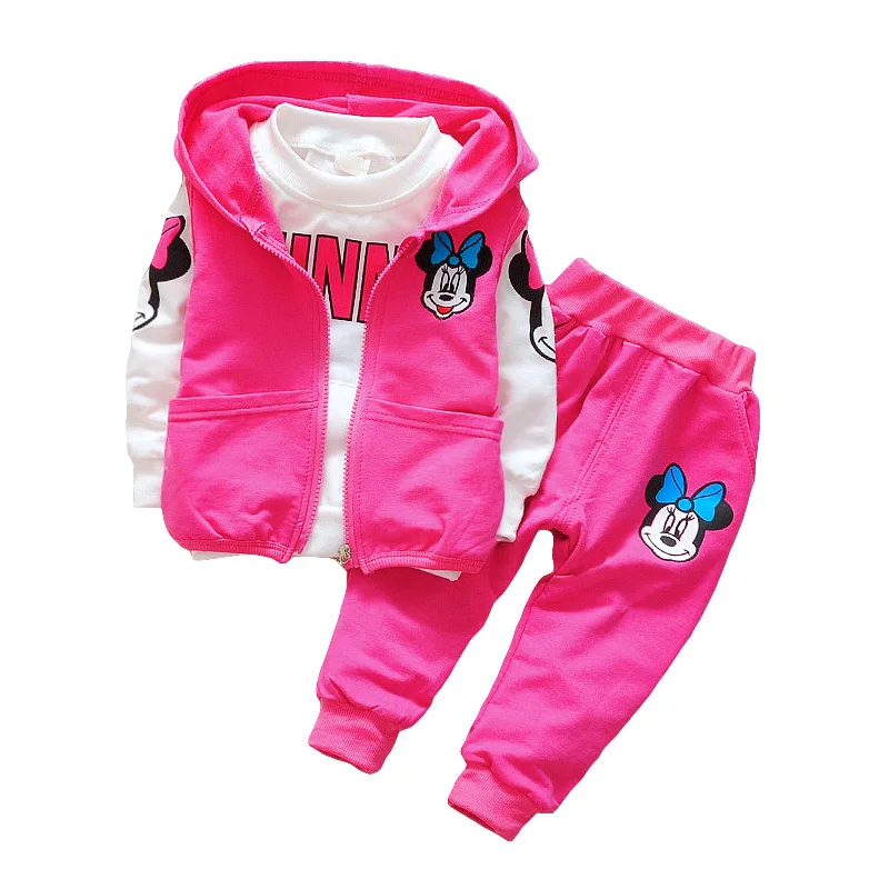 Г. Комплект одежды с Минни для маленьких девочек, детские осенние комплекты из 3 предметов куртка с капюшоном, пальто, жилет, костюмы хлопковая одежда с героями мультфильмов для мальчиков