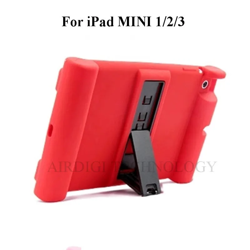 Для iPad Mini 1/2/3 retina дети Безопасный защитный противоударный чехол из резины с силиконовый чехол Стенд Cover w/с откидной ножкой-опорой - Цвет: with Kickstand