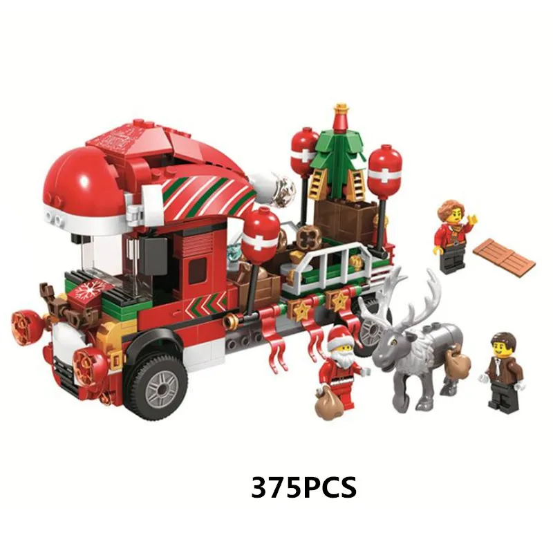 

Christmas Advent Calendar Santa Claus Village Train Figures Building Blocks Set Model Kits Compatible with legoing Toys For Kids