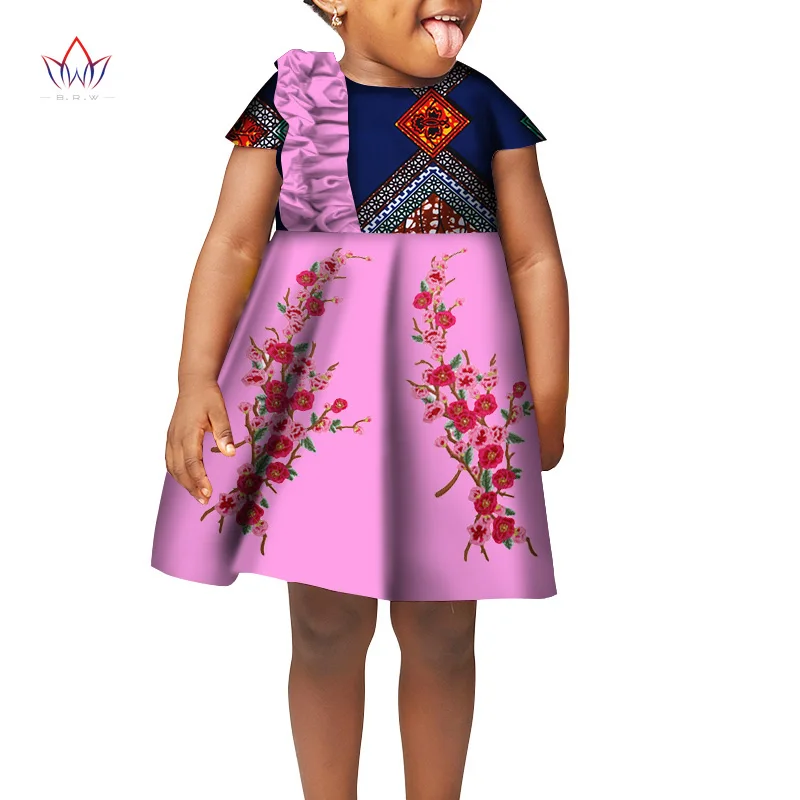 

New Fashion Africa Children Clothing for children Dashiki Cute Girls Dresses Bazin Ruffles African traditional clothing WYT276