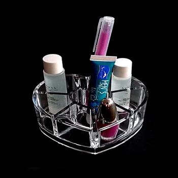 

Mordoa Multifunction Transparent Acrylic Cosmetic Organizer Heart Shape Make-up Storage Holder Box 8 Grids Container Jewelry box