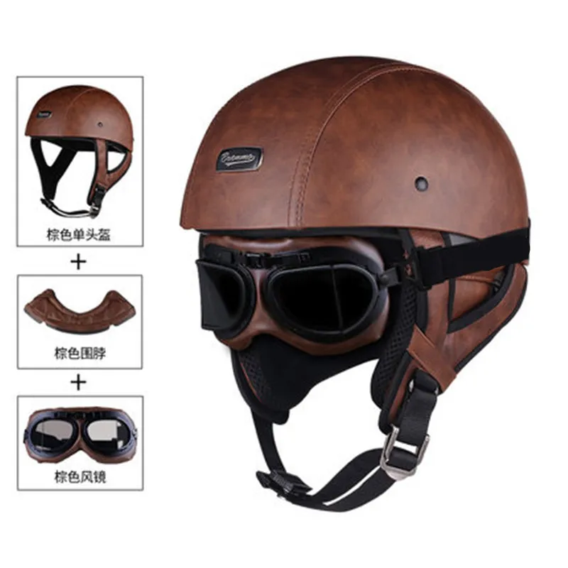 Винтажный мотоциклетный шлем на пол лица немецкий Ретро Kask Cafe Racer Scooter Cruiser Chopper