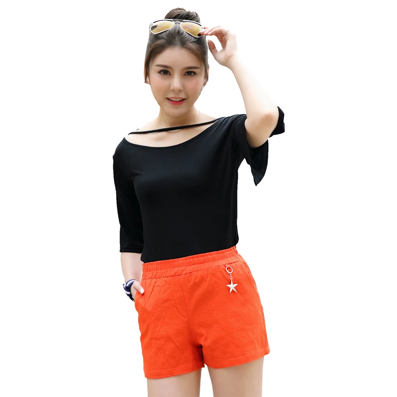 2018 Summer women shorts wear waisted shorts solid thin students loose
