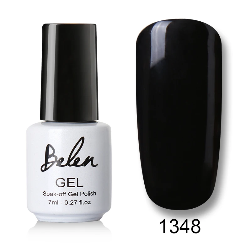 Belen 7 мл чистый цвет УФ-гель для ногтей полуперманентный лак штамповка Эмаль живопись гель лак геллак гель лак - Цвет: black 1348