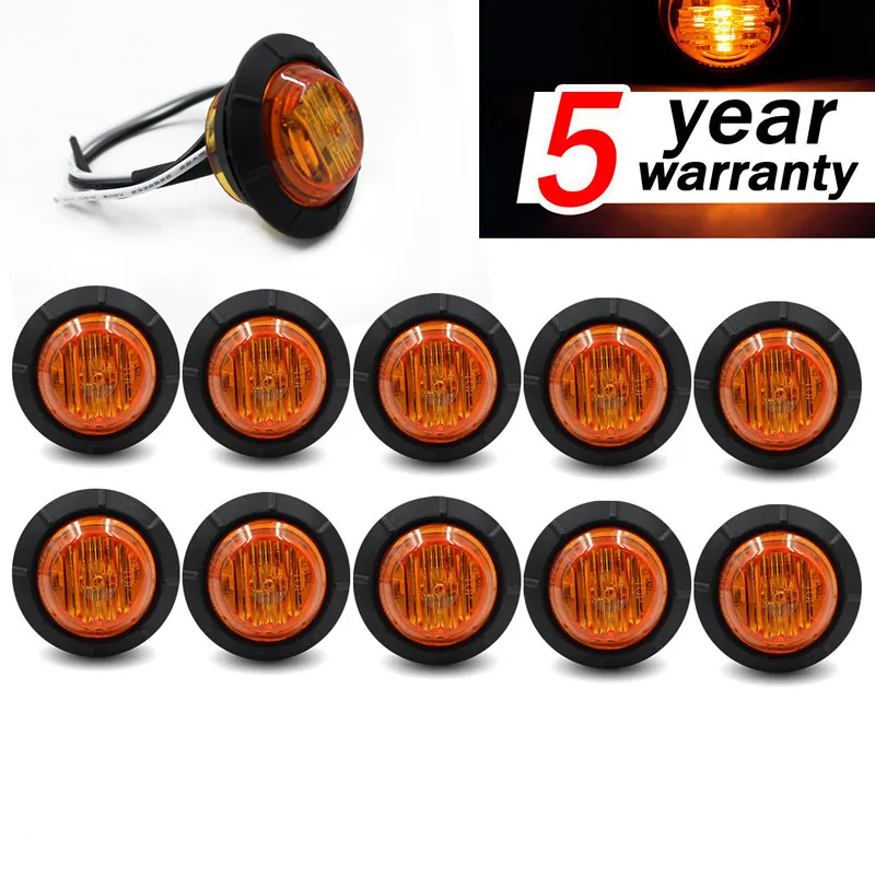 10X Round Amber 6 LED Bullet Boat Truck Trailer Side Marker Turn Signals Light Car stylingin