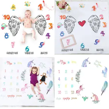 

Newborn Baby Kid Unicorn Wing Milestone Blanket for Photography Photo Prop Shoot